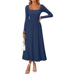 image:imageZESICA Fall Long Sleeve Dress for Women 2026 Elegant Classy Midi DressesNavy