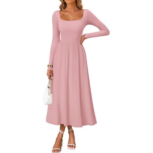 image:imageZESICA Fall Long Sleeve Dress for Women 2026 Elegant Classy Midi DressesPink