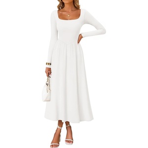 image:imageZESICA Fall Long Sleeve Dress for Women 2026 Elegant Classy Midi DressesWhite