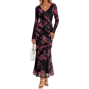 image:imageZESICA Wedding Guest Dresses for Women Fall Long Sleeve Floral Maxi DressBlack