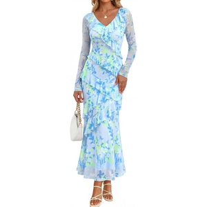 image:imageZESICA Wedding Guest Dresses for Women Fall Long Sleeve Floral Maxi DressBlue