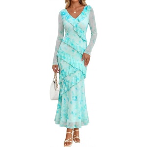 image:imageZESICA Wedding Guest Dresses for Women Fall Long Sleeve Floral Maxi DressLight Green