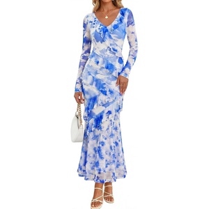 image:imageZESICA Wedding Guest Dresses for Women Fall Long Sleeve Floral Maxi DressSky