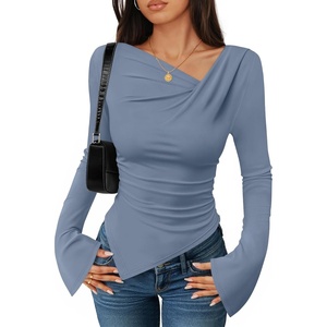 image:imageZESICA Womens 2026 Fall Long Sleeve Asymmetrical Y2K Going Out TopsBlue