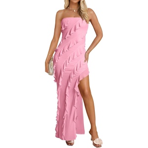 image:imageZESICA Womens 2026 Strapless Cocktail Party Bodycon Maxi DressPink
