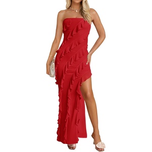 image:imageZESICA Womens 2026 Strapless Cocktail Party Bodycon Maxi DressRed
