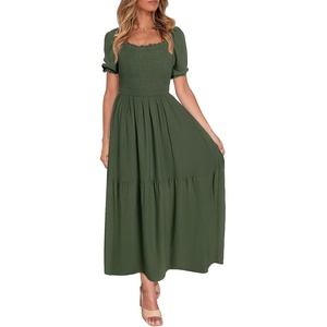 image:imageZESICA Womens 2026 Summer Boho Floral Ruffle Maxi DressArmygreen