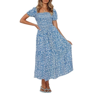 image:imageZESICA Womens 2026 Summer Boho Floral Ruffle Maxi DressBlue2