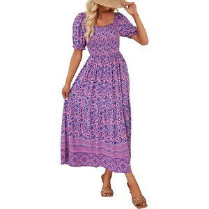 image:imageZESICA Womens 2026 Summer Boho Floral Ruffle Maxi DressPurple