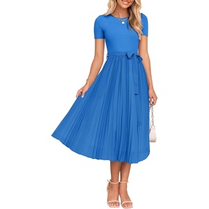 image:imageZESICA Womens 2026 Summer Short Sleeve Knit Midi DressesCobalt Blue