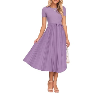 image:imageZESICA Womens 2026 Summer Short Sleeve Knit Midi DressesPurple