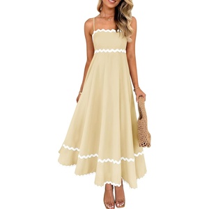 image:imageZESICA Womens 2026 Summer Spaghetti Straps Midi DressYellow