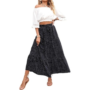 image:imageZESICA Womens Bohemian Floral Printed Elastic Waist A Line Maxi SkirtBlack