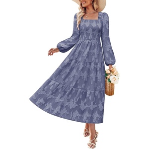 image:imageZESICA Womens Fall Long Sleeve Floral Wedding Guest Midi DressDustyblue