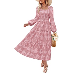 image:imageZESICA Womens Fall Long Sleeve Floral Wedding Guest Midi DressPink
