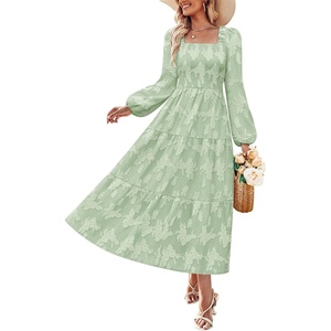 image:imageZESICA Womens Fall Long Sleeve Floral Wedding Guest Midi DressSage
