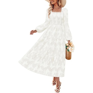 image:imageZESICA Womens Fall Long Sleeve Floral Wedding Guest Midi DressWhite