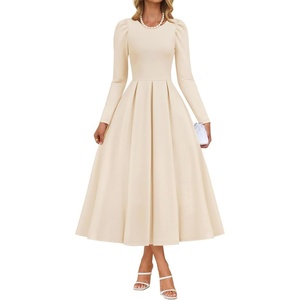 image:imageZESICA Womens Fall Long Sleeve Wedding Guest Formal Midi DressApricot