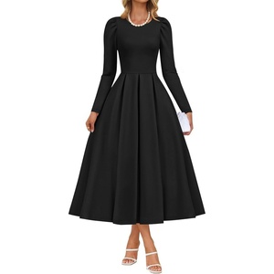 image:imageZESICA Womens Fall Long Sleeve Wedding Guest Formal Midi DressBlack