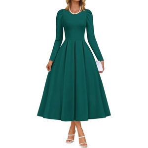 image:imageZESICA Womens Fall Long Sleeve Wedding Guest Formal Midi DressGreen