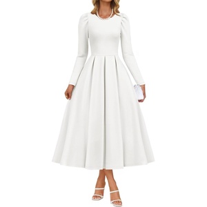 image:imageZESICA Womens Fall Long Sleeve Wedding Guest Formal Midi DressWhite