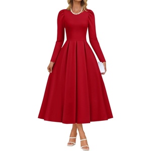 image:imageZESICA Womens Fall Long Sleeve Wedding Guest Formal Midi DressWine