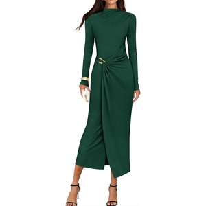 image:imageZESICA Womens Fall Long Sleeve Wedding Guest Midi DressesGreen