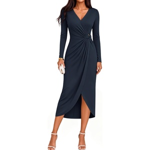 image:imageZESICA Womens Fall Long Sleeve Wrap Bodycon Cocktail Party DressesNavy