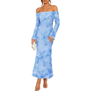 image:imageZESICA Womens Fall Off Shoulder Floral Wedding Guest Maxi DressesBlue