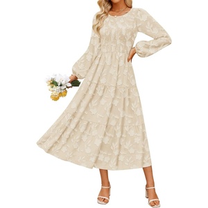 image:imageZESICA Womens Fall Wedding Guest Long Sleeve Boho Midi DressApricot