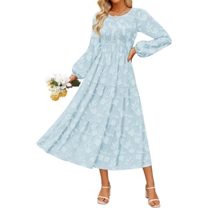 image:imageZESICA Womens Fall Wedding Guest Long Sleeve Boho Midi DressBlue