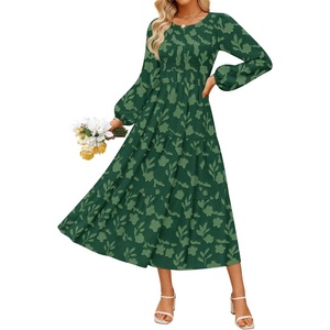 image:imageZESICA Womens Fall Wedding Guest Long Sleeve Boho Midi DressDark Green