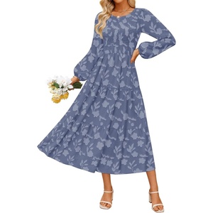 image:imageZESICA Womens Fall Wedding Guest Long Sleeve Boho Midi DressDusty Blue