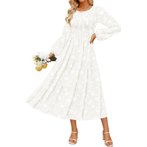 image:imageZESICA Womens Fall Wedding Guest Long Sleeve Boho Midi DressWhite