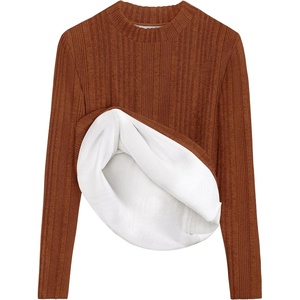 image:imageZESICA Womens Fleece Sherpa Lined Tops Fall Winter SweatersCaramel