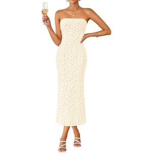image:imageZESICA Womens Floral Strapless Bodycon Weeding Guest DressApricot