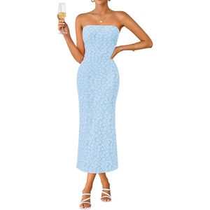 image:imageZESICA Womens Floral Strapless Bodycon Weeding Guest DressBlue