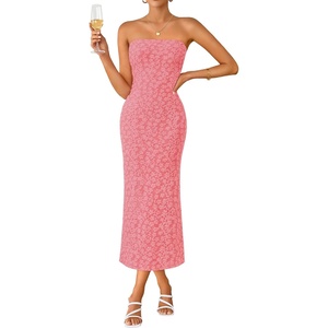 image:imageZESICA Womens Floral Strapless Bodycon Weeding Guest DressDusty Pink