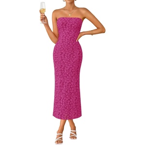 image:imageZESICA Womens Floral Strapless Bodycon Weeding Guest DressEggplant