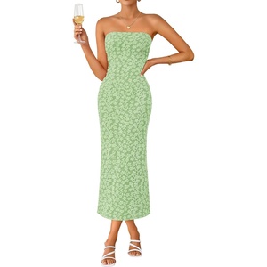 image:imageZESICA Womens Floral Strapless Bodycon Weeding Guest DressGreen