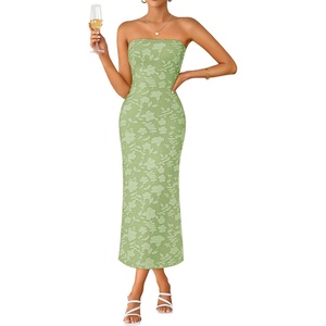 image:imageZESICA Womens Floral Strapless Bodycon Weeding Guest DressLightgreen