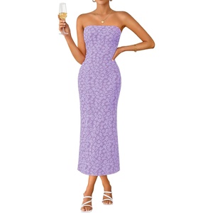image:imageZESICA Womens Floral Strapless Bodycon Weeding Guest DressPurple