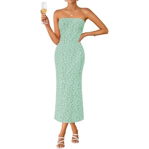 image:imageZESICA Womens Floral Strapless Bodycon Weeding Guest DressSage