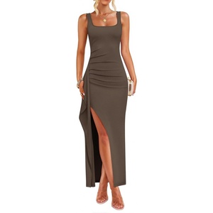 image:imageZESICA Womens Formal Sleeveless Bodycon Maxi DressesBrown