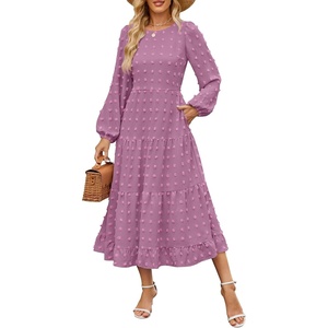 image:imageZESICA Womens Long Sleeve Swiss Dot Maxi Wedding Guest DressesPurple