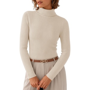 image:imageZESICA Womens Long Sleeve Turtleneck Tops 2026 Fall Basic SweatersApricot