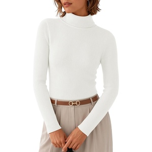 image:imageZESICA Womens Long Sleeve Turtleneck Tops 2026 Fall Basic SweatersWhite