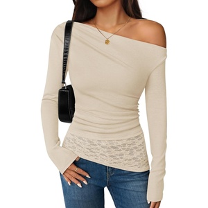 image:imageZESICA Womens Off the Shoulder Long Sleeve Going Out TopsApricot