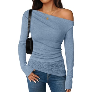 image:imageZESICA Womens Off the Shoulder Long Sleeve Going Out TopsBlue