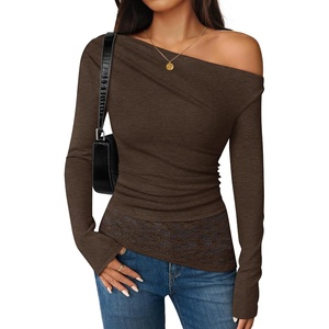 image:imageZESICA Womens Off the Shoulder Long Sleeve Going Out TopsCoffee